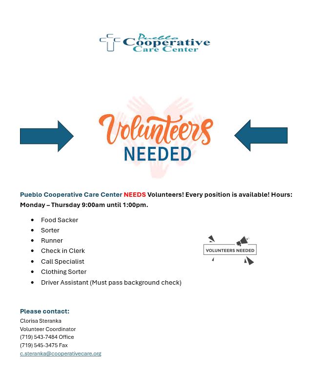 Pueblo Cooperative Care Center NEEDS Volunteers!